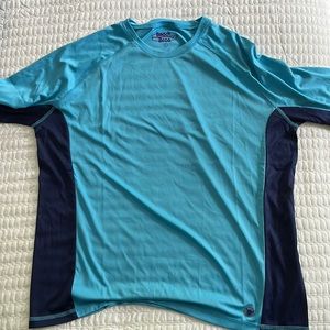 Men’s rash guard, blue and navy blue size large Beach Bros